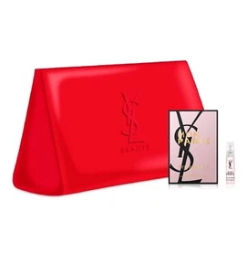 YSL Beaute Large Red Clutch Makeup Bag Pouch + EDP Mon Paris 1.2ml NWT - Picture 1 of 15