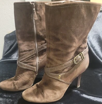 Cole Hann Botas Mujer Cuero Marrón Media Pantorrilla 9.5 B Gamuza Tacones Western  Foto 1 de 4