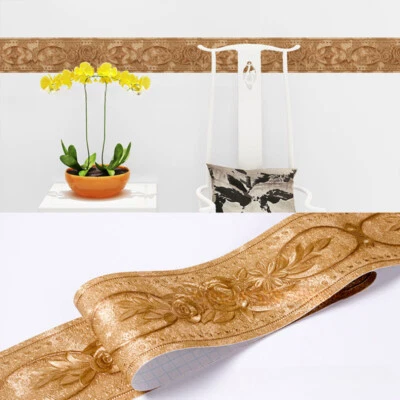 Papel de parede 5M comprimento autoadesivo PVC parede rodapé borda adesivo floral moderno - Imagem 1 de 4