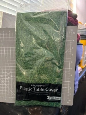 Creative Converting Sports Fanatic Grass Print Plastic Tablecover 54"x108" New!! - Image 1 of 2