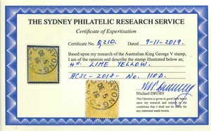 1915 Australia ACSC No 110D KGV used 1st Wmk 4d Lime Yellow - Picture 1 of 3