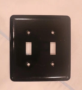 DUAL DOUBLE TOGGLE SWITCH BLACK METAL STEEL COVER WITH SCREW - Picture 1 of 2