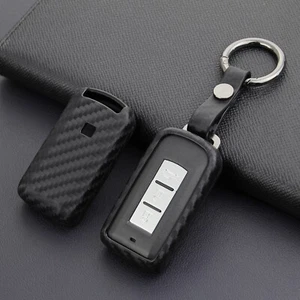 Para Mitsubishi Smart Car Llavero Estuche Cubierta Llavero Fibra de Carbono - Imagen 1 de 7