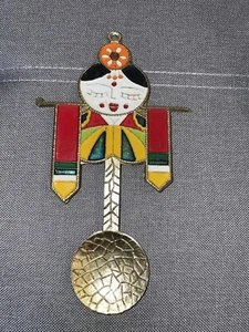 VTG Chinese Brass Cloisonne Painted Enamel Pendant Spoon Rest Travel Souvenir - Picture 1 of 7
