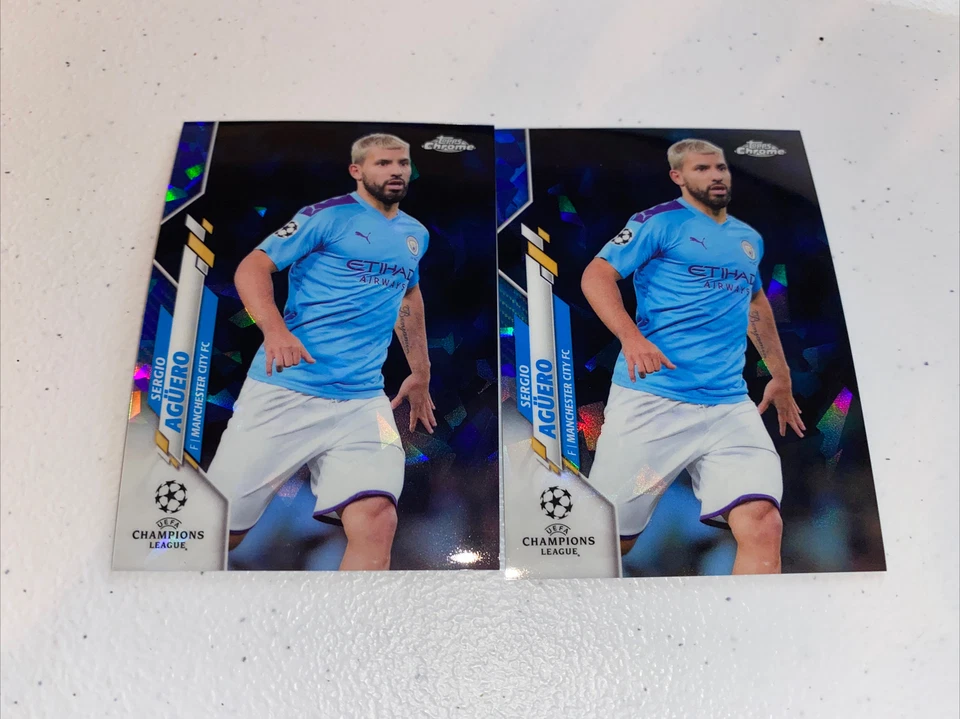 (2) 2019-20 TOPPS UEFA CHAMPIONS CHROME SAPPHIRE SERGIO AGUERO # 92. - Image 1 of 1