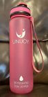 Unijoy 32 Oz Pink Water Bottle Motivation Carry Strap Leakproof BPA Free 