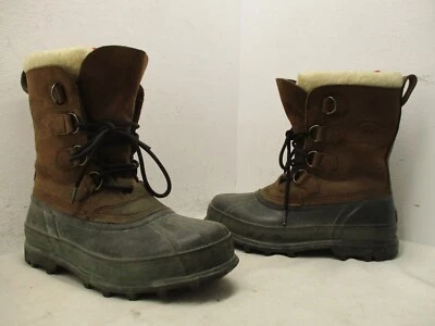 Sorel Caribou II 棕色皮革可拆卸衬里雪地靴男式 8 码 NM1000-282 — 第 1/4 张图片