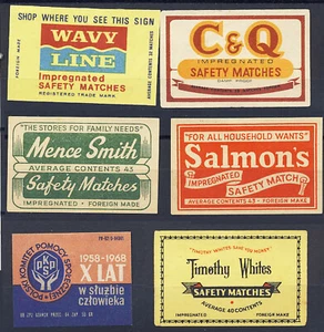 Lot of 6 Match Box Matchbox Labels Graphic Art FREE Ship after 1st Lot - Picture 1 of 1