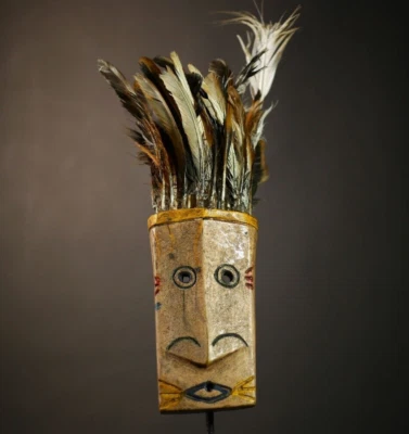 Máscara africana arte pared decoración - plumas grebo liberianas artesanales - G4603 Foto 1 de 4