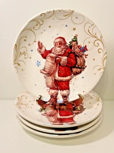 4 Southern Living Holiday Classic Christmas Santa Salad Plates - Picture 1 of 2