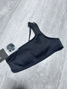 ART CLASS Girls Solid Bikini Swim Top Ribbed Black Size M (8) - Picture 1 of 2