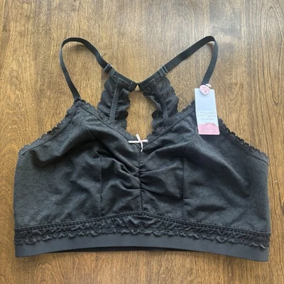 Pullover Cacique Negro Encaje Inalámbrico Tirantes Espalda Cruzada Bralette Talla 18/20 Nuevo con Etiquetas Foto 1 de 4