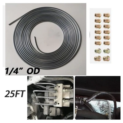 Kit de tubos de línea de freno recubiertos de zinc de 1/4 de pulgada para automóvil con 16 accesorios Foto 1 de 4