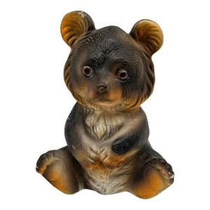 Vintage Brown Bear Cub/Teddy Bear Chalkware Coin Bank 6” Tall Hand Painted - Picture 1 of 13