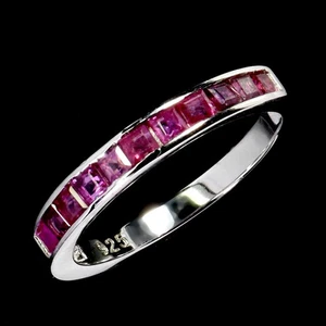 925 Sterling Silver Ring Princess Ruby 2mm Natural Gemstone Jewelry Size 8 - Picture 1 of 14