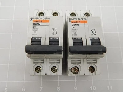 LOT OF 2 MERLIN GERIN SCHNEIDER ELECTRIC C60N C6 CIRCUIT BREAKER T57449 - Image 1 of 3