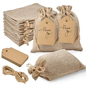 Jutieuo 25pcs Small Burlap Bags with Drawstring 4x6 Inch - Picture 1 of 8