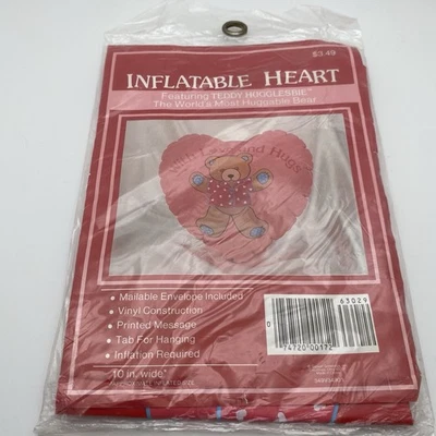 Винтажный надувной воздушный шар Teddy Hugglesbie сердце 10 дюймов любовь и объятия обнимаемые - Изображение 1 из 4