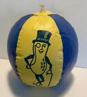 Vintage Planters Mr. Peanut Inflatable Beach Ball Yellow Blue Advertising Promo