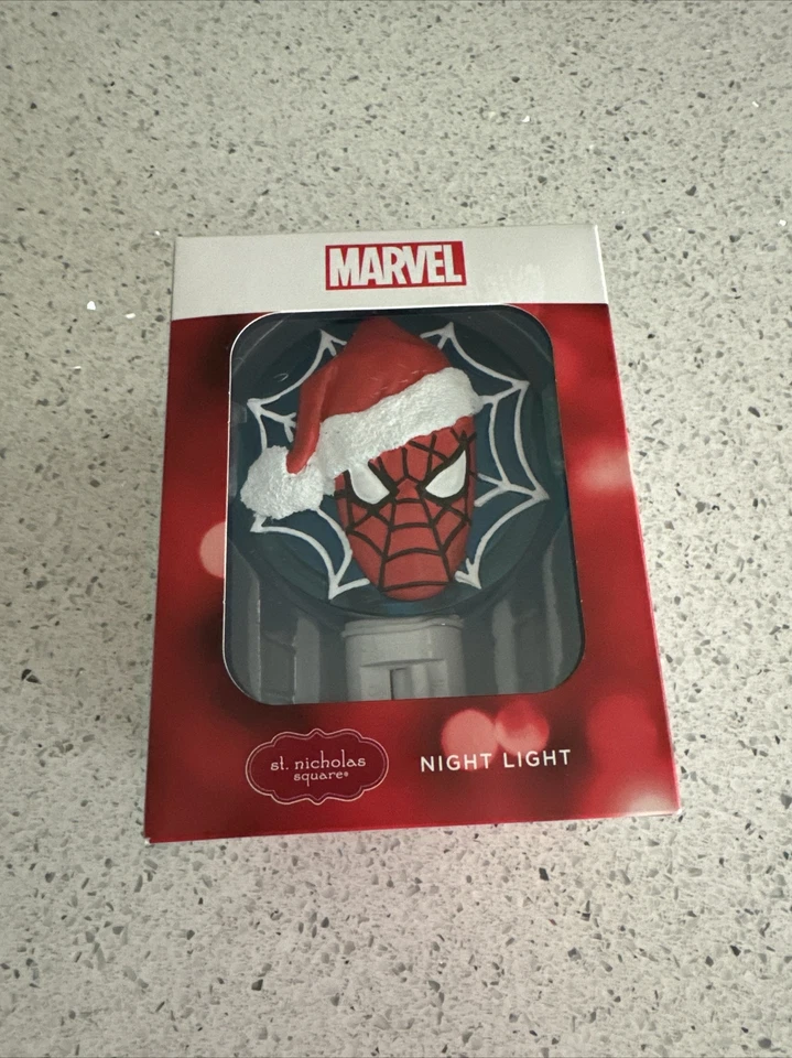 Boxed HTF Spider-Man Santa hat Plug-In Night Light Marvel need light