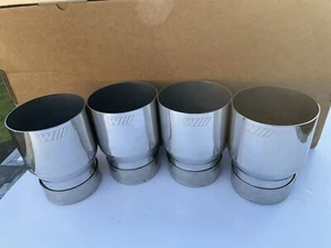 BMW M LOGO 3.75" POLISHED STAINLESS EXHAUST TIPS M2 F87 M3 F80 M4 M5 F10 M6 F12 - Picture 1 of 8