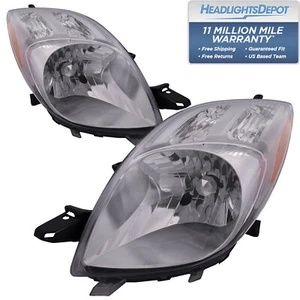 Headlights Pair Set Chrome Halogen Fits 07-08 Toyota Yaris 2D Hatchback - Picture 1 of 8