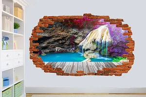 BUNTER WASSERFALL THAI PARK ZERSCHLAGEN WANDAUFKLEBER ZIMMER DEKORATION AUFKLEBER WANDBILD - Bild 1 von 3