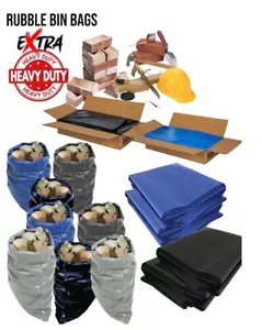 Rubble Bin Bags Builders Rubbish 🔥 Heavy LOAD Duty EXTRA Strong Tough Bulk - Picture 1 of 3