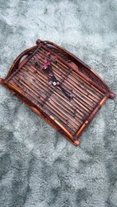 Vintage Boho MCM Bamboo Rattan Serving Butler Tray - Picture 1 of 7