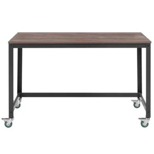 Modway Writing Desk 47 in. W Rectangular Gray Walnut Wood Top Metal Frame Wheels - Picture 1 of 6