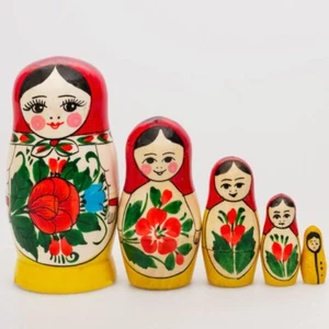 5-pc Semenovskaya Nesting Doll Matryoshka 4.5" Russian Doll - Picture 1 of 5