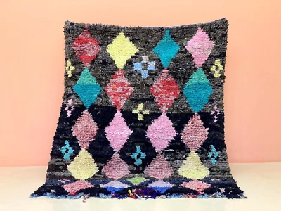 Tapete de corredor colorido macio tapete interno tapete de quarto vintage feito à mão 5x6 pés - Imagem 1 de 4