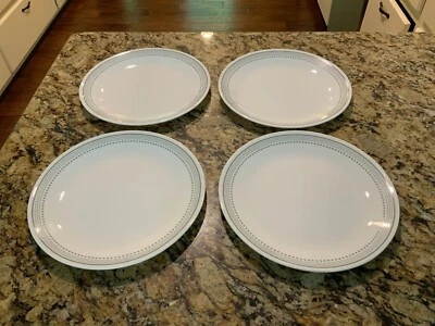 "Juego de 4 platos de cena Corelle MYSTIC GRAY rayas grises con puntos 10 1/4"" usados en excelente estado" Foto 1 de 4