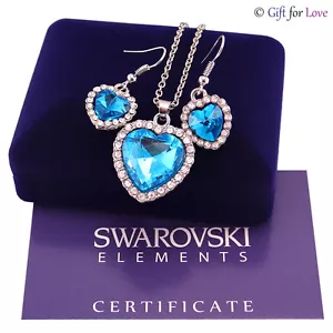 Parure oro bianco Swarovski Element originale G4L cristalli cuore oceano Titanic - Foto 1 di 4