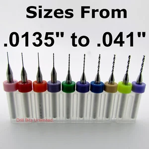 10 Piece / 10 Size Carbide Drill Set .0135" to .041" wood metal plastic cnc D1 - Picture 1 of 2