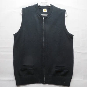 SCHOOL APPAREL INC. A PLUS SIZE XL UNISEX FULL ZIP BLACK BLUE KNIT VEST/POCKETS - Picture 1 of 10