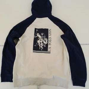 U.S. POLO ASSN. Hoodie Large Navy Cream Mens Rider Block Marshmallow Jumper - Picture 1 of 10