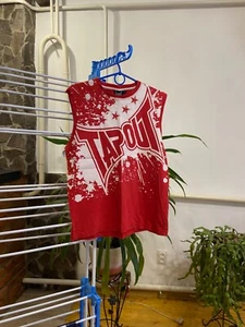 Vintage Tapout Big Logo Red Sleeveless Cottone T-Shirt Size L - Picture 1 of 8