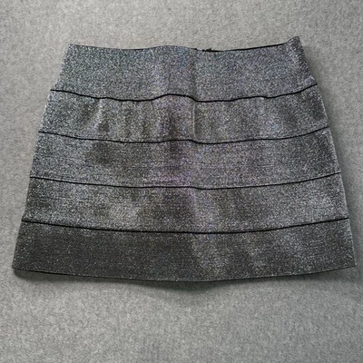 Minifalda Frederick’s of Hollywood para mujer vendaje metálico plateada grande EE. UU. Foto 1 de 4