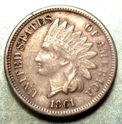 1861 Indian Head Cent XF EXTRA FINE wRED Accents 2+ Diam Copper-Nickel Civil War - Image 1 of 4