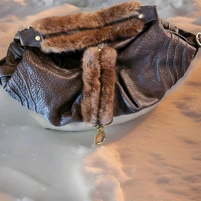 Andrew Marc Mink And Leather Handbag - Image 1 of 4