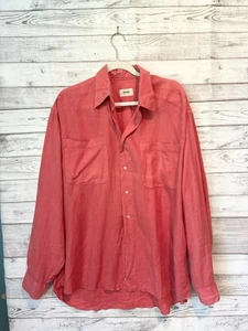 Boss Hugo Boss Women’s Salmon Red 100% Linen Long Sleeve Button Down Top - Picture 1 of 11