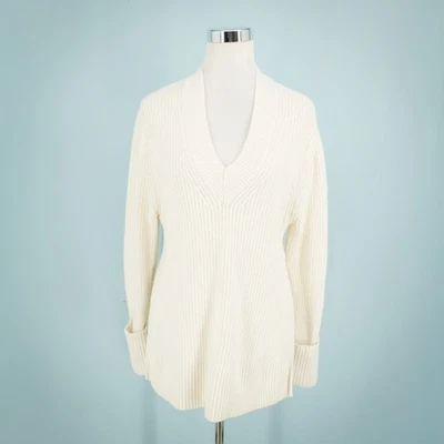Suéter Athleta Talla Pequeña S Shasta Marfil Crema Acanalado Tejido Ventilado Mezcla Lana Foto 1 de 4