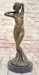 Escultura moderna firmada Mavchi bronce de mujer desnuda ninfa Art Deco - Imagen 1 de 10