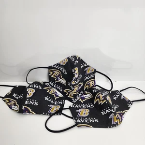 NFL Baltimore Ravens Logo Face Mask Black, Gold, Purple & White Medium Size 3 Pk - Picture 1 of 6