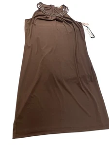 Calvin Klein Womens Brown Midi slip on Dress Size 6 SKU 9201 - Picture 1 of 7