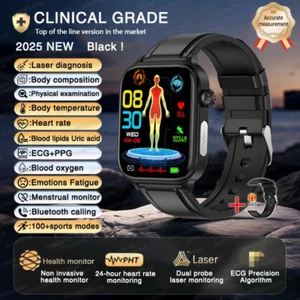 2025 New ECG+PPG+HRV Smart Watch Men Blood Lipid Uric Acid Health Monitor Blueto - Picture 1 of 22