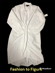 Fashion To Figure Knot/Tie Front Shirt Dress White XL - Picture 1 of 4
