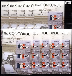 KV 10X GRENADA - MNH - SAMOLOTY, CONCORDE, FRANCJA - Zdjęcie 1 z 1