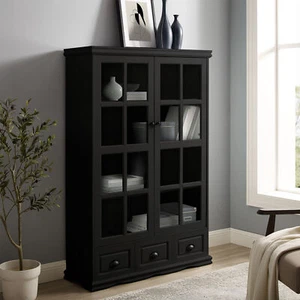 Gabinete de Almacenamiento con Puertas de Vidrio Templado Gabinete de Curiosidades con Estante Ajustable EE. UU. - Imagen 1 de 19